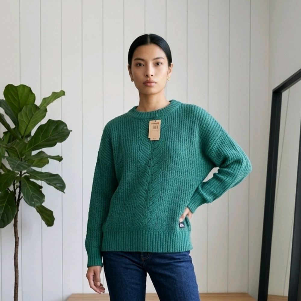 NWT Green Cable Knit Sweater Quiksilver